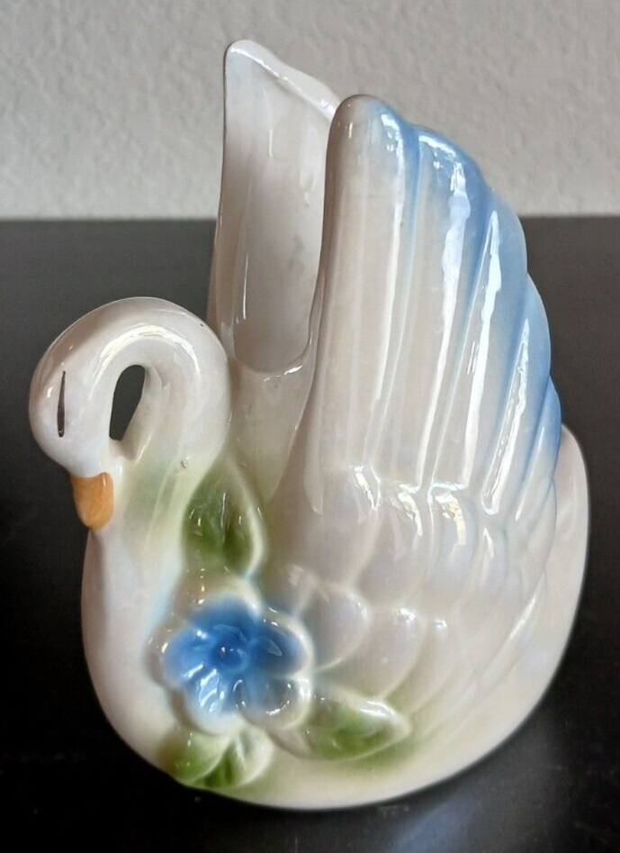 Ceramic Swan Planter 5.5" Tall Vintage