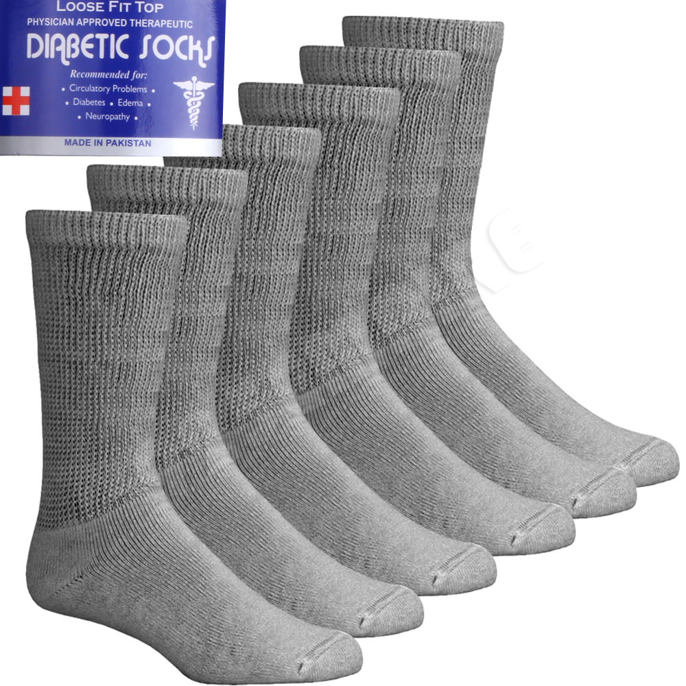 Lot Men's Gray Circulatory Diabetic Crew Socks 9-11,10-13,13-15