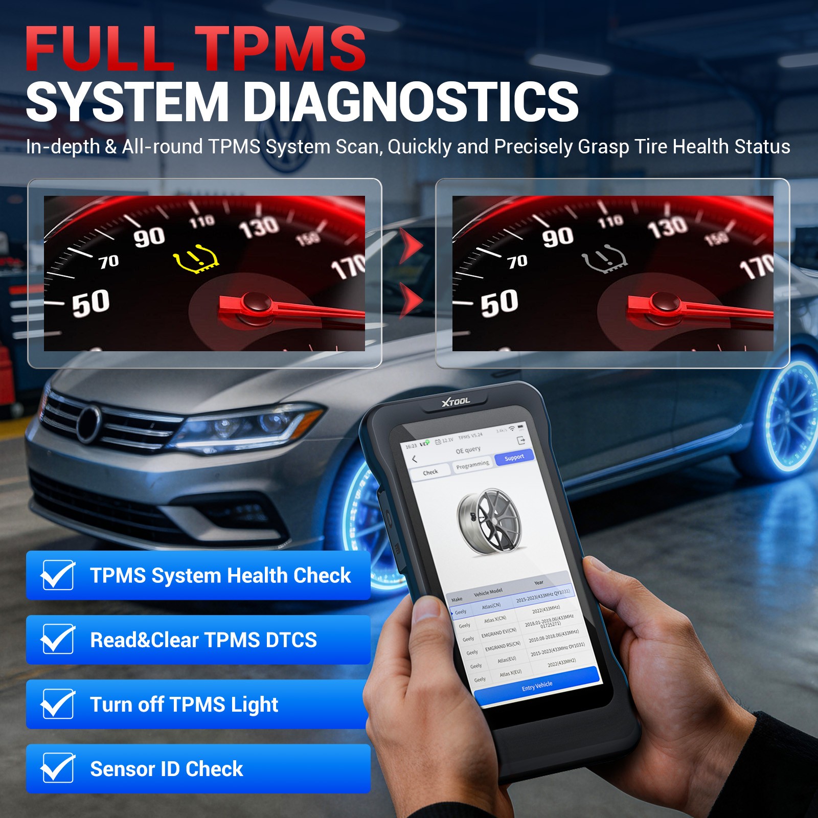 XTOOL TP300 TPMS Sensor Relearn TS100 Programming Tool Auto Diagnostic Scanner