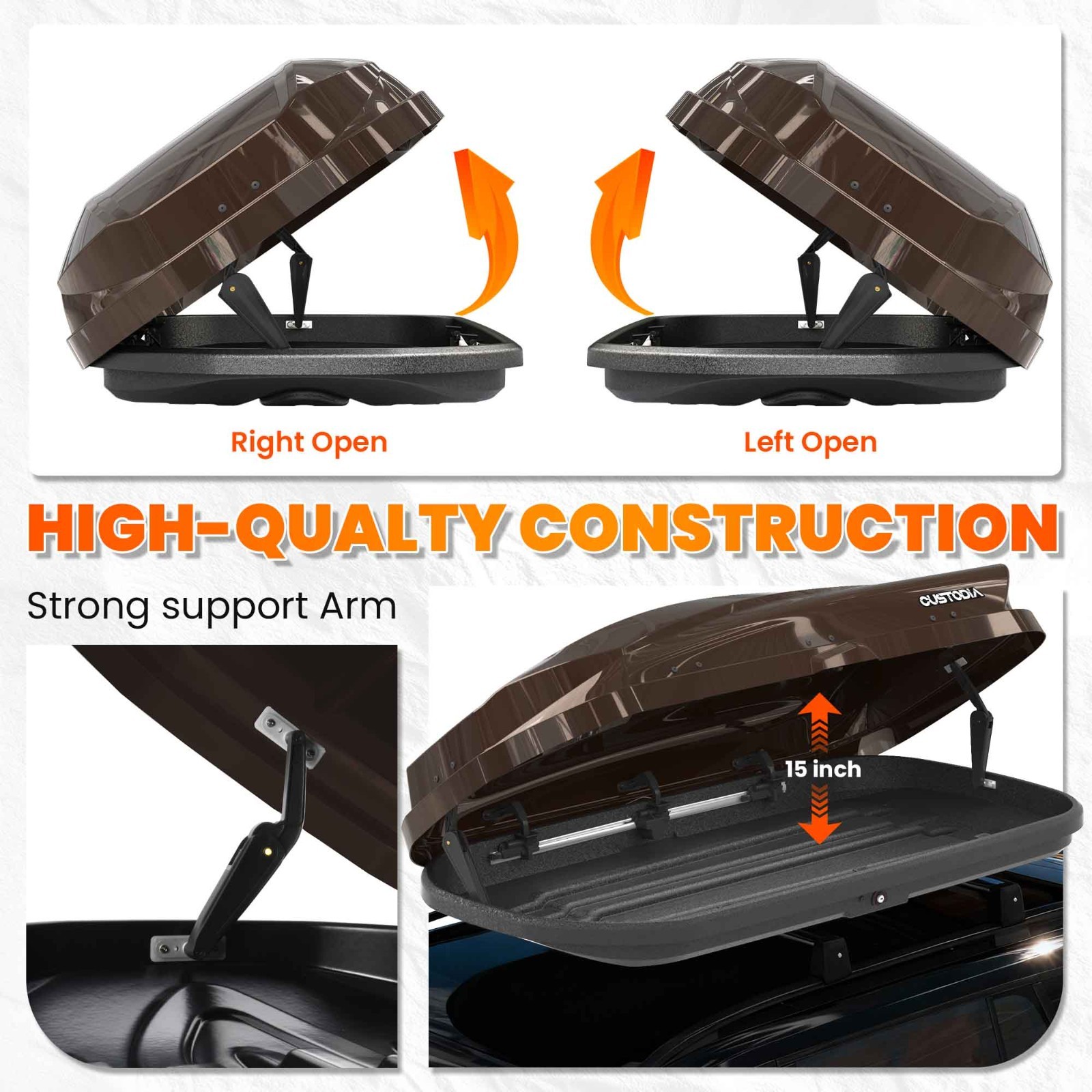 14ft³ Heavy Duty ABS Vehicle Roof Top Storage Box Cargo Luggage Carrier 2 Locks