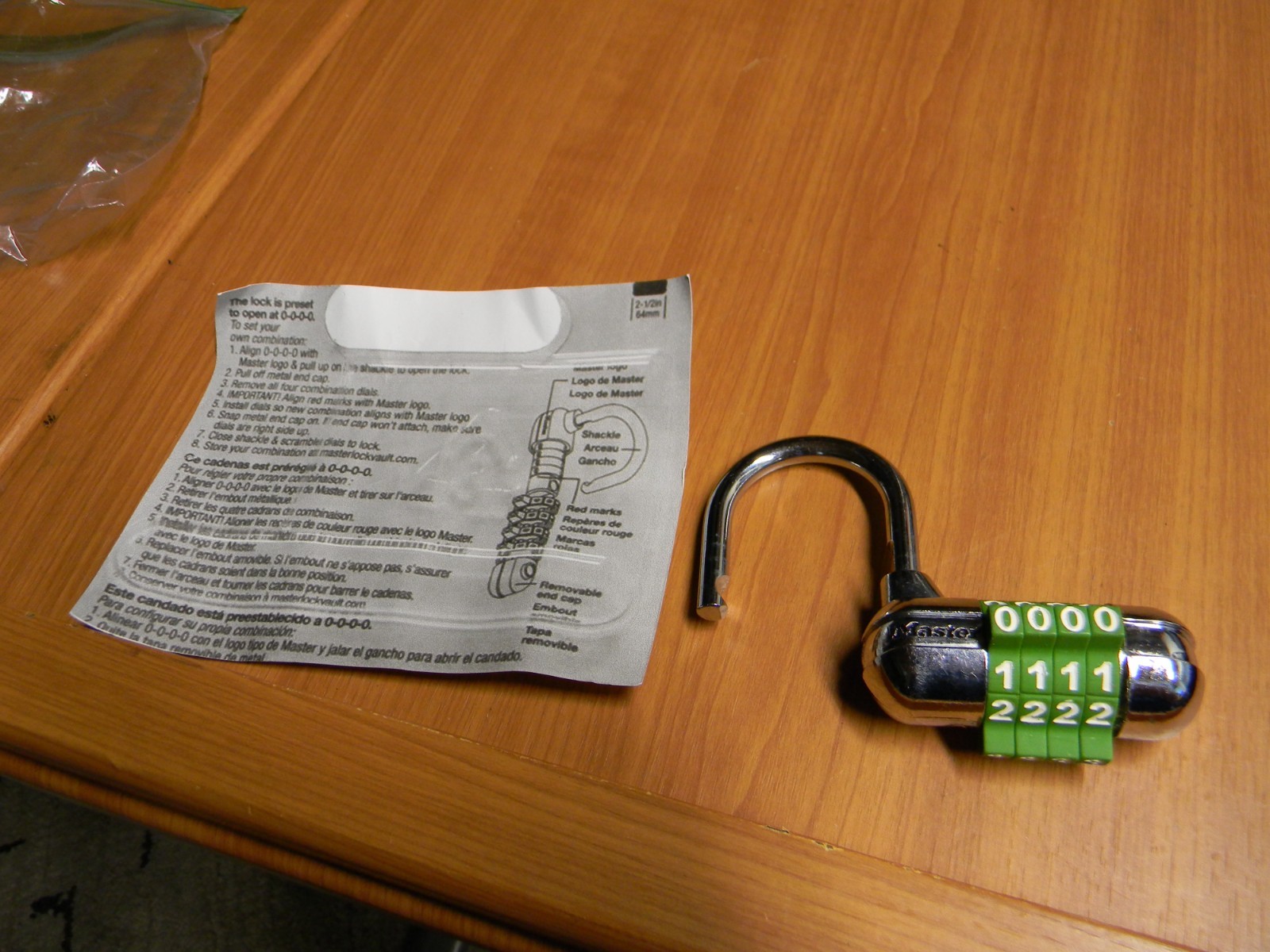 Master Lock Locker Hardened 4-Digit Combination Number Lock Green/Silver - Inst