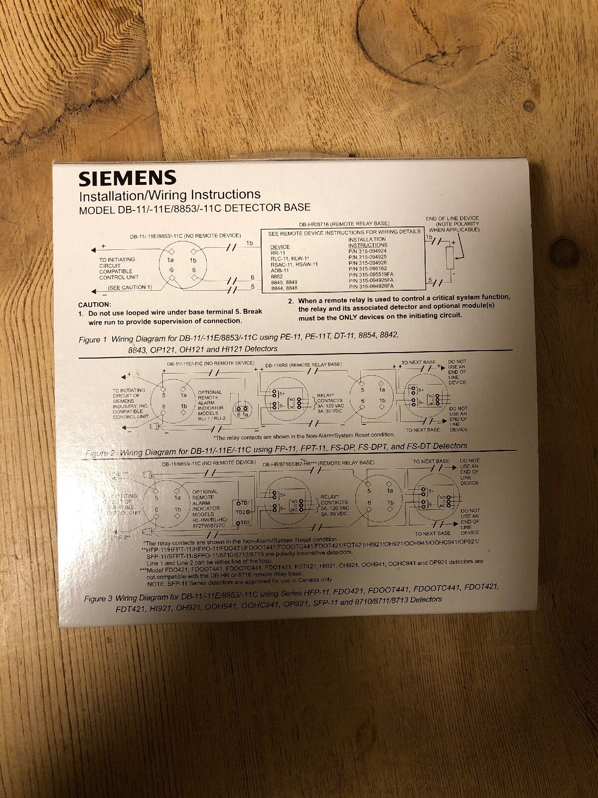 SIEMENS SMOKE DETECTOR BASE WHITE, DB-11/-11E/8853/-11C