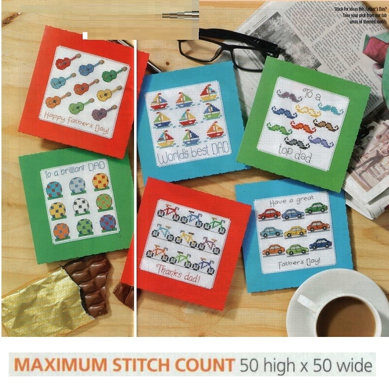FATHER'S DAY CARDS  CROSS STITCH PATTERN  ONLY -   6E9T