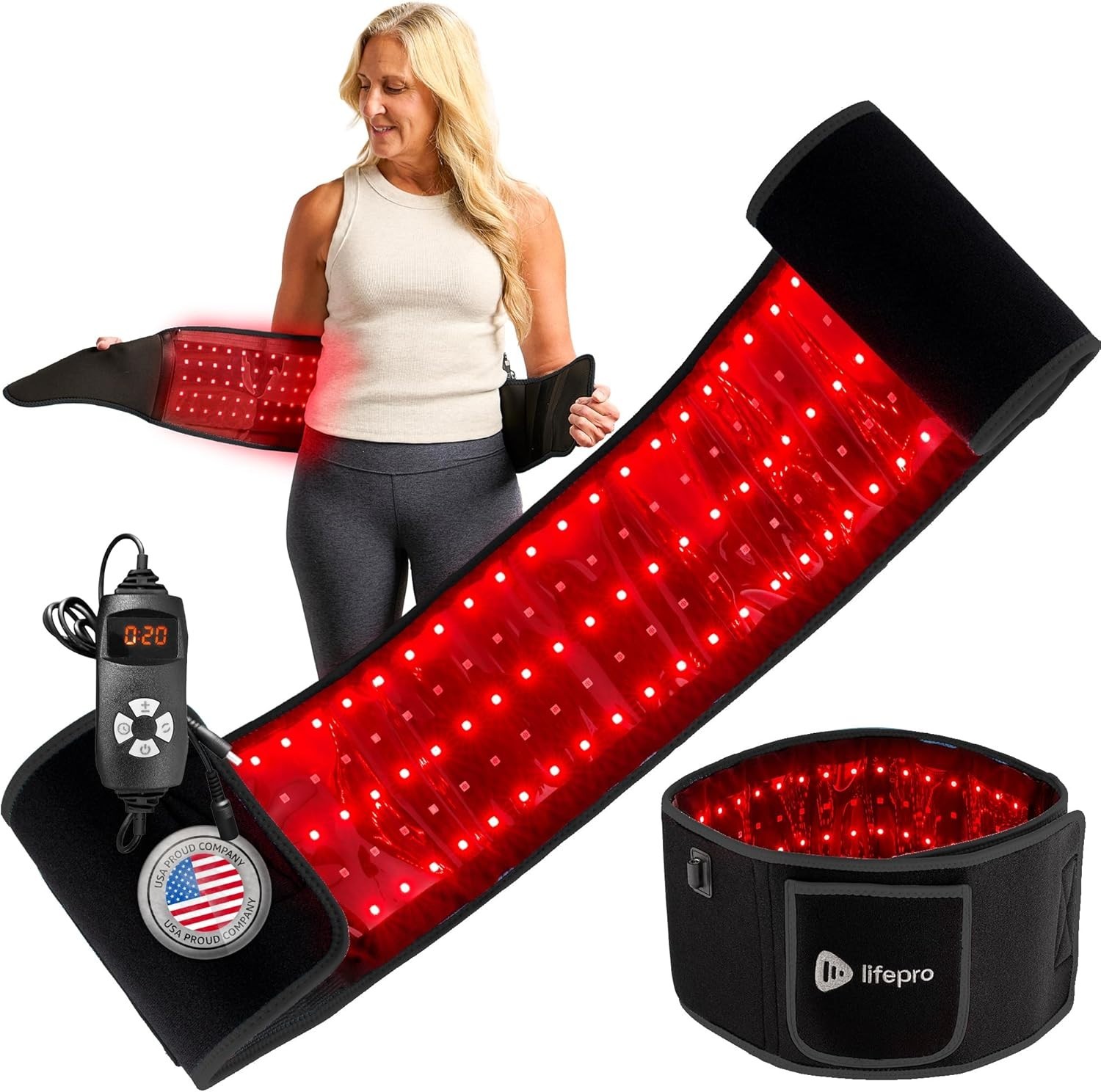 LifePro Red Light Therapy Belt – 660nm 850nm Infrared Pad for Body Pain Recovery