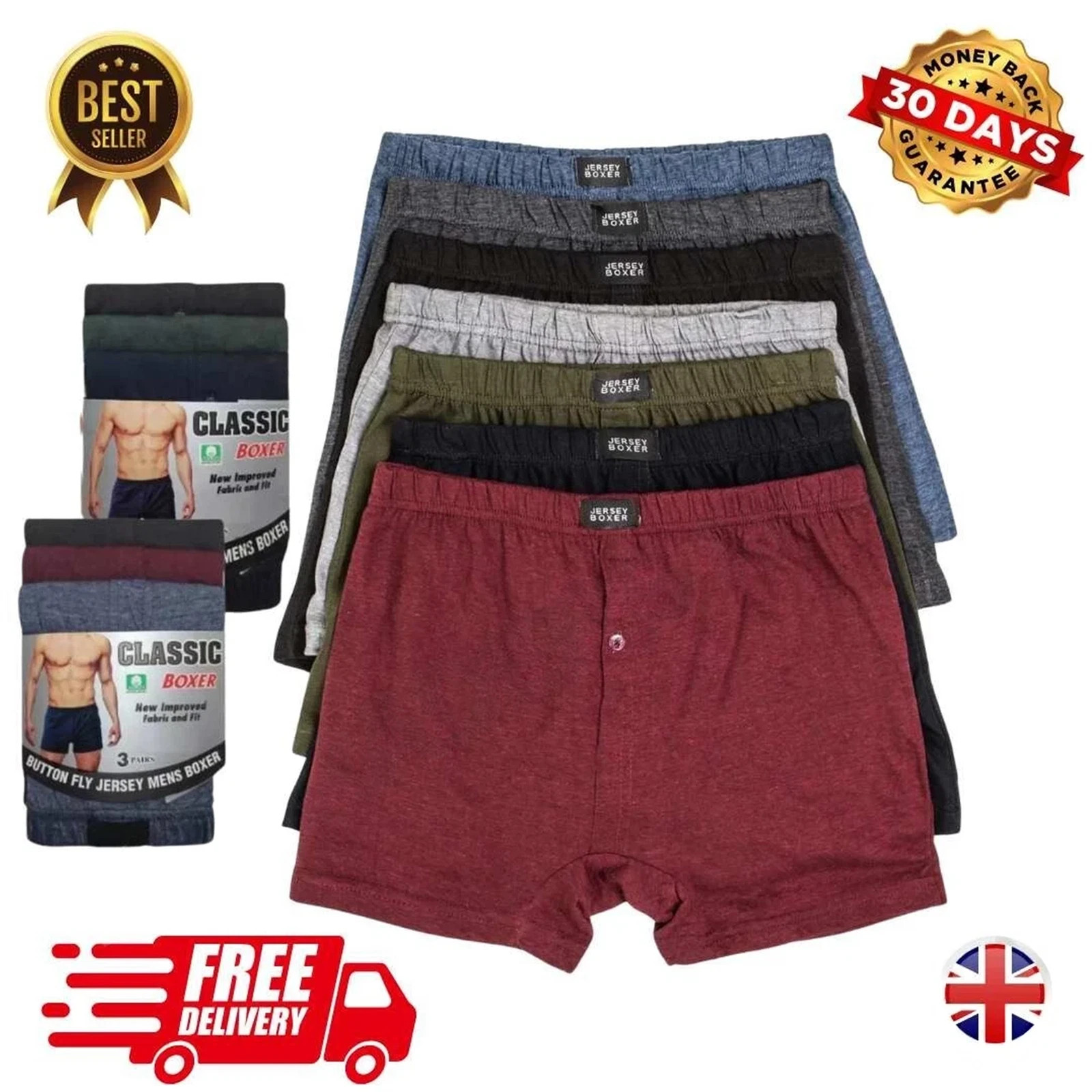 3/6/12 PACK MENS CLASSIC BOXER SHORTS BRIEFS COMFORT  JERSEY UNDERWEAR PANTS LOT