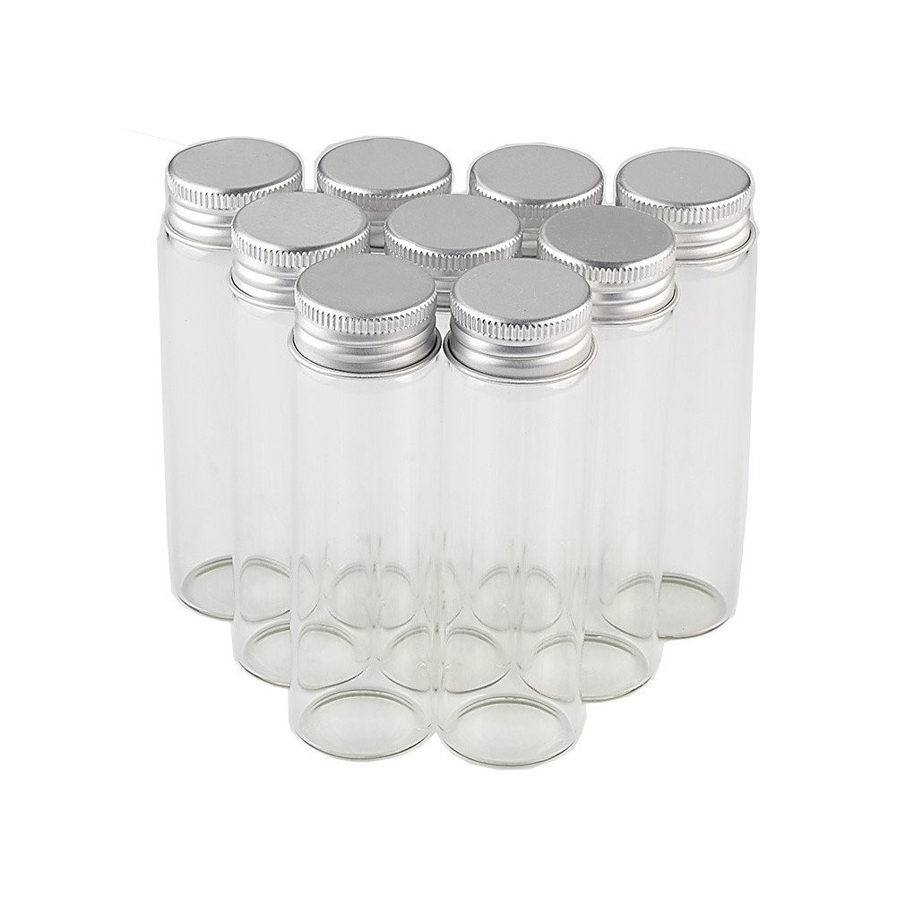 50ml Empty Seal Jars Glass Bottle with Aluminium Silver Color Screw Cap Seale...