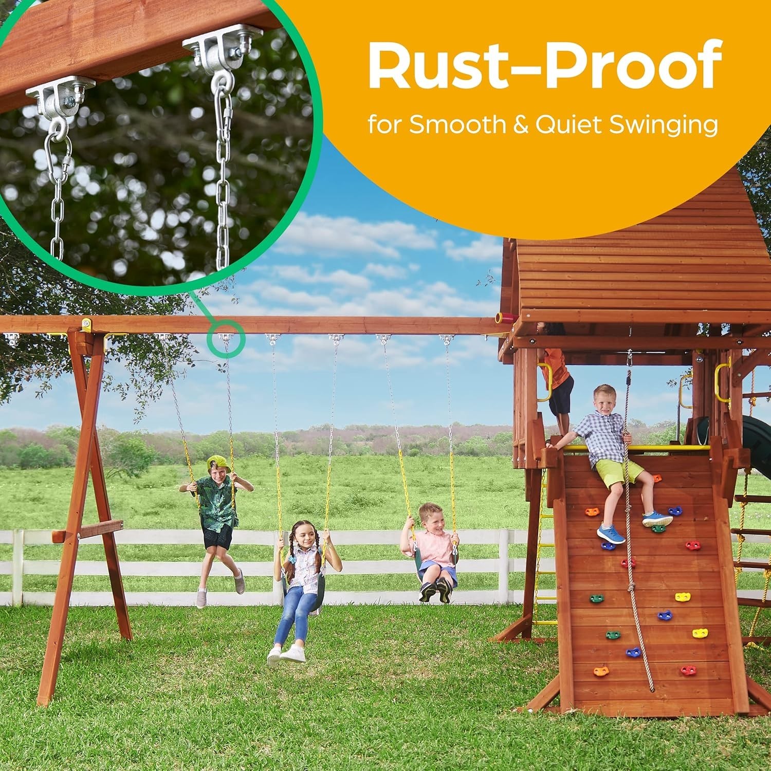 Durable Swing Set Hangers - 2 Pack with Locking Snap Hooks for Indoors/Outdoors