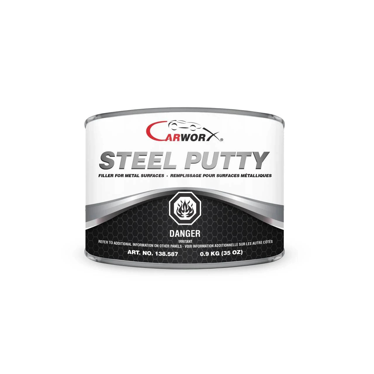 CARWORX STEEL PUTTY, 35.27 oz, Aluminum Color #CW-587