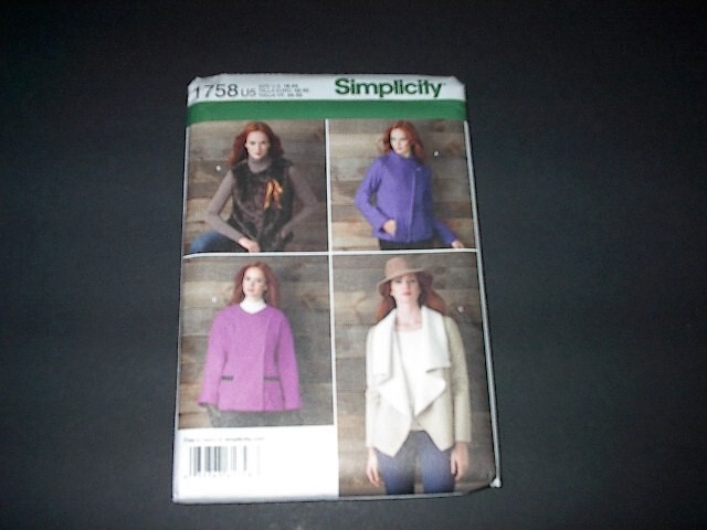 Simplicity Pattern 1758 Misses' Chic Jackets and Vest ~ Four Styles 16 ~ 24  Unc