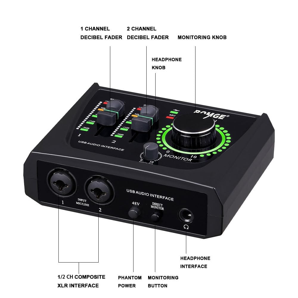 BOMGE mini 2 Channel USB Audio Interface for Recording, Streaming and Podcast...