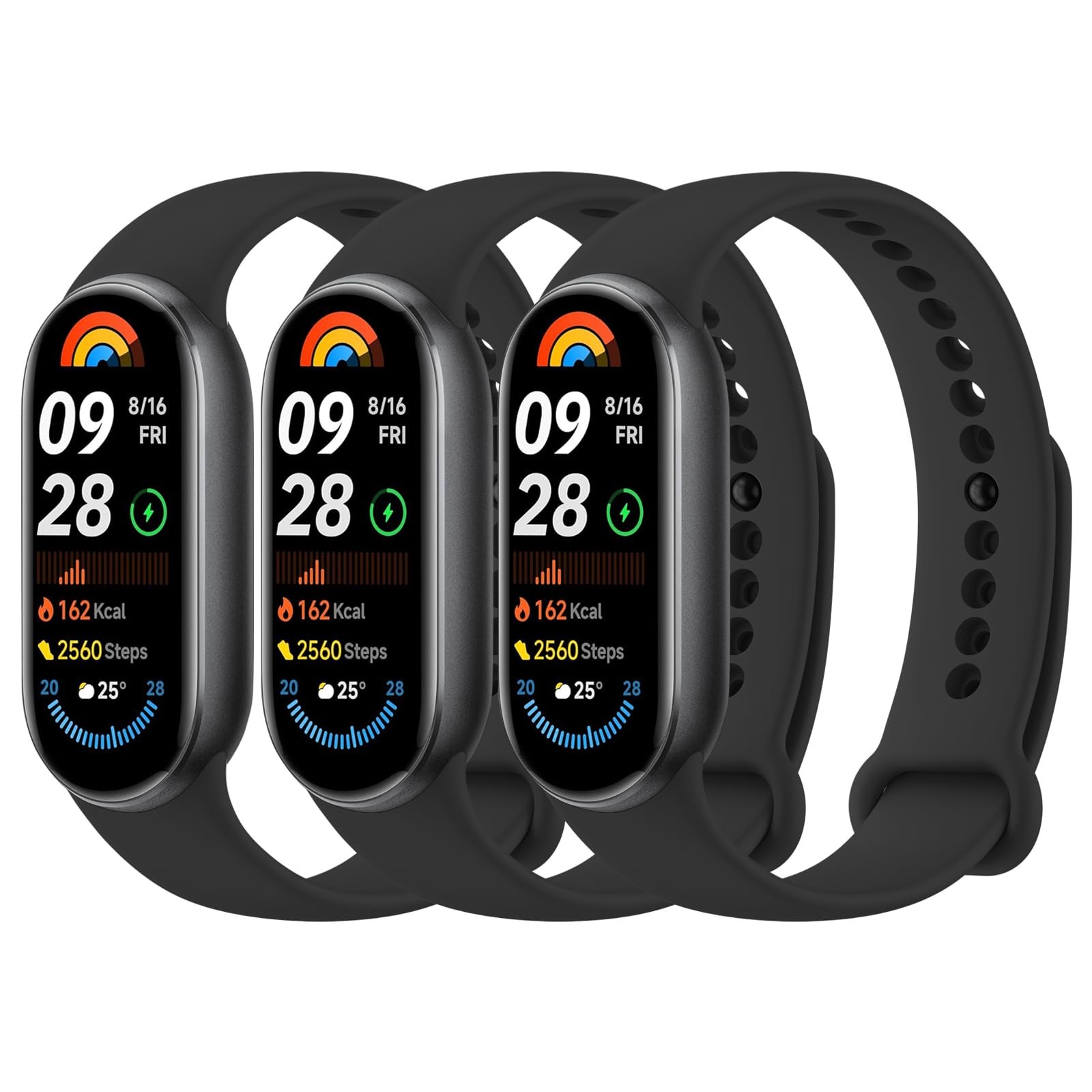Meliya Bands Compatible with Xiaomi Smart Band 10/9/8 for Women Men, 3-Pack S...