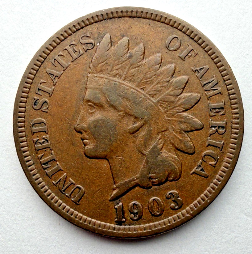 1903 Indian Head US 1c ~ Fine++?? ~ 1 SOLID COIN ~ 1 Diamond ~ Nice! ~ H27