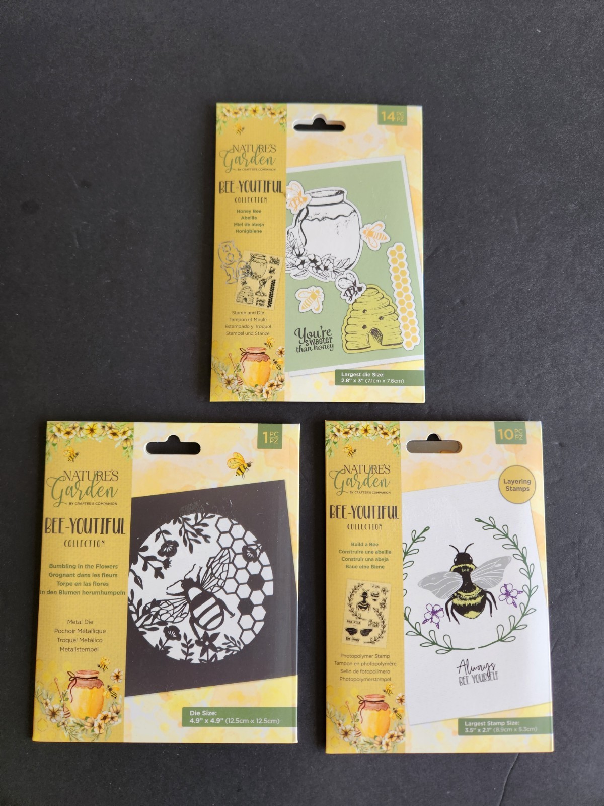 Lot 3 Crafter's Companion Natures Garden Bee Papercraft Stamp  Die NOS Sealed