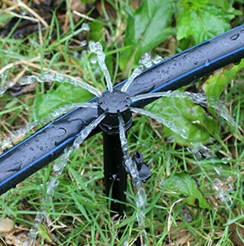 Efficient Watering with 50 Adjustable 360° Garden Drippers on Stake System