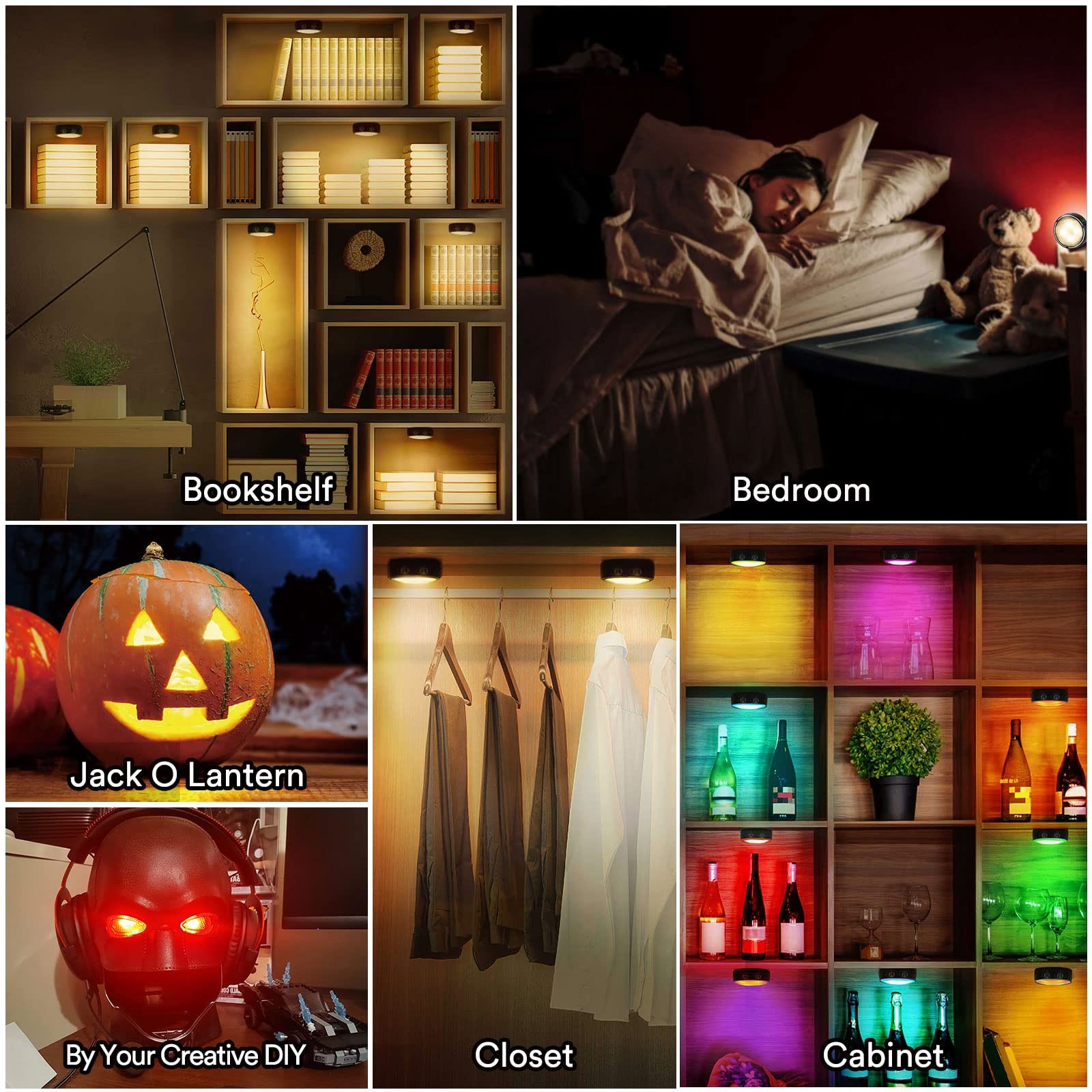 Puck Lights with Remote Control, Battery Operated Wireless Closet Light, Unde...