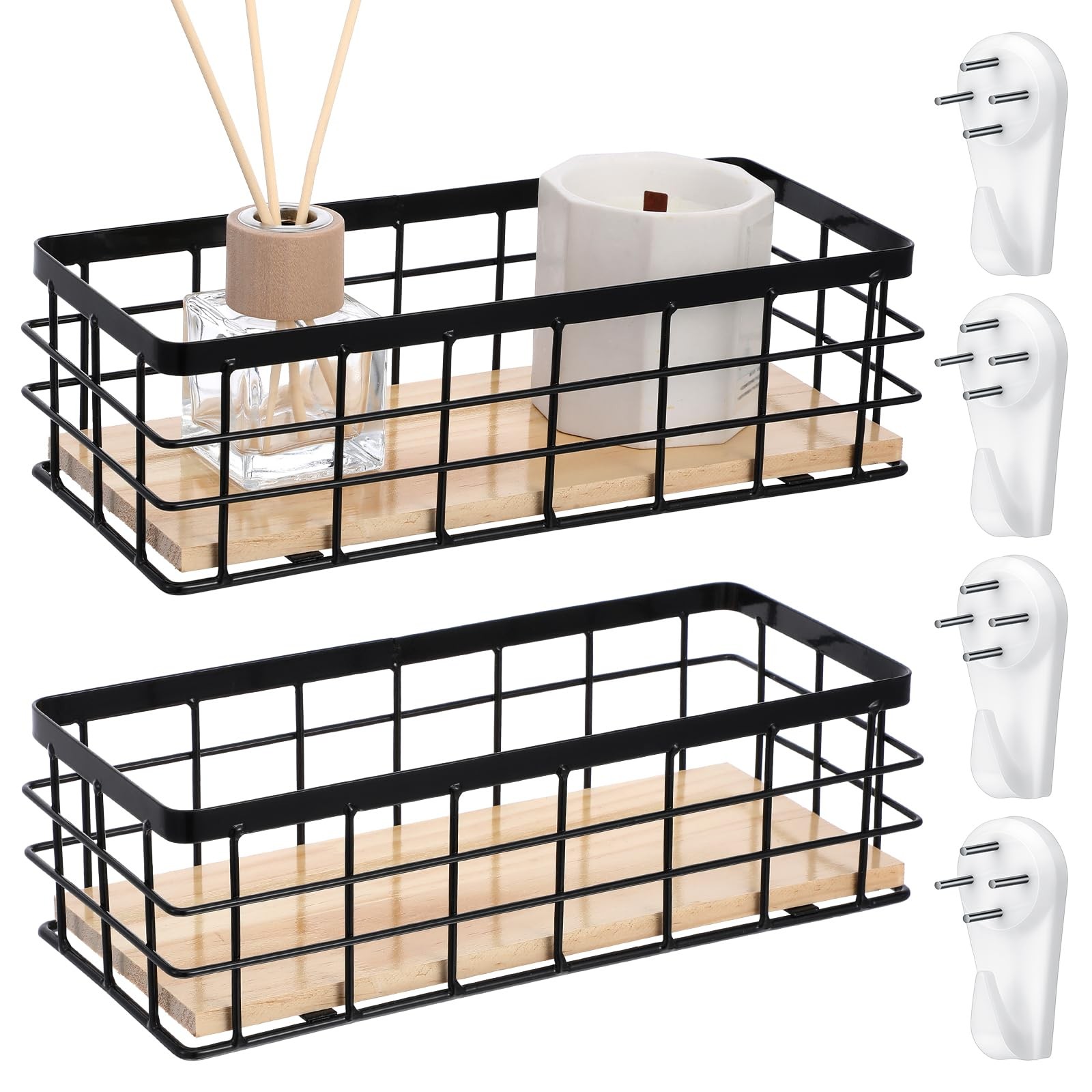 2 Pcs Small Metal Wire Basket Wall Hanging Wire Basket Hang Small Bathroom Ki...