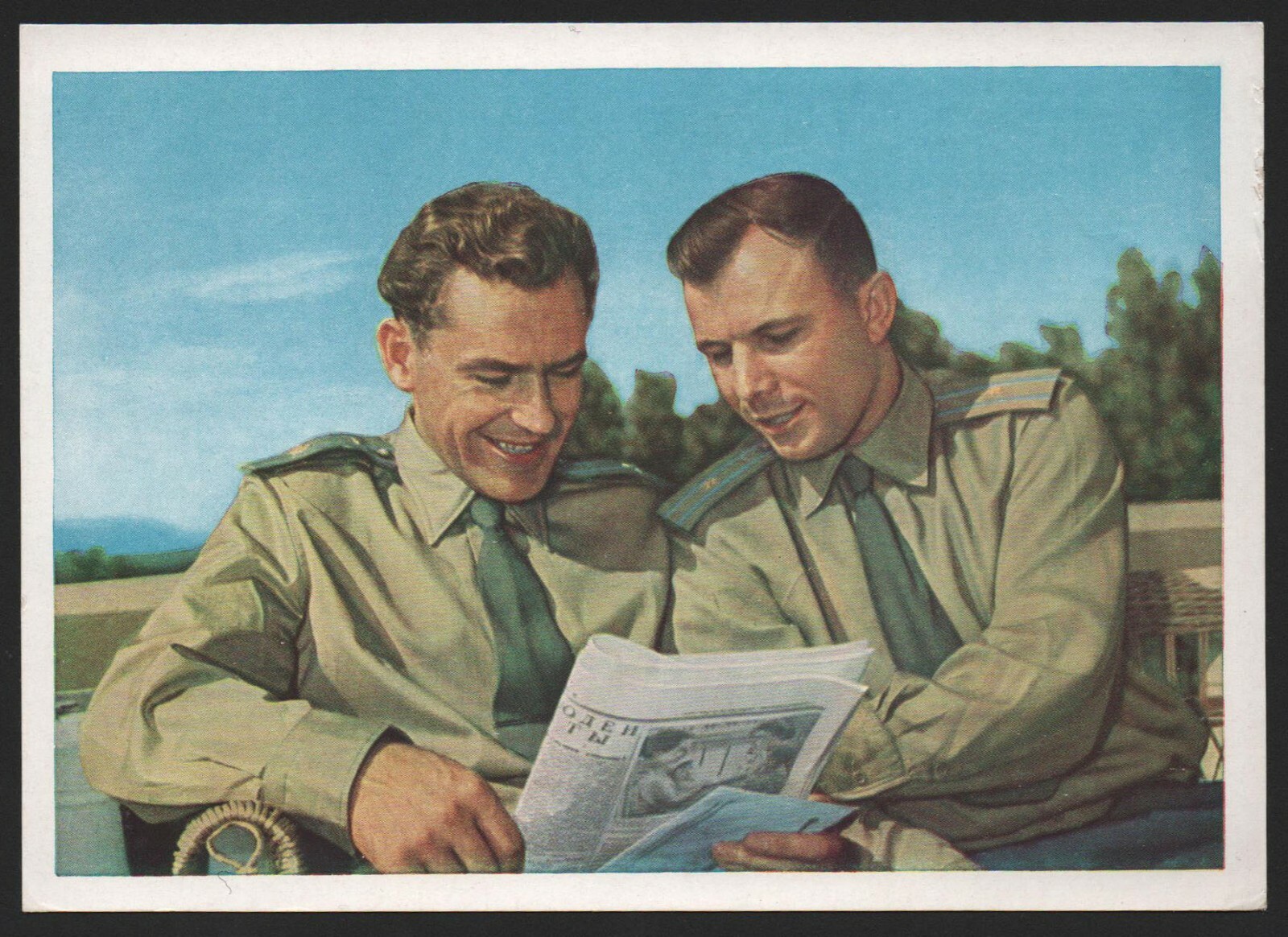 1961 Soviet Space Gagarin Titov Cosmonauts vintage printed photo postcard