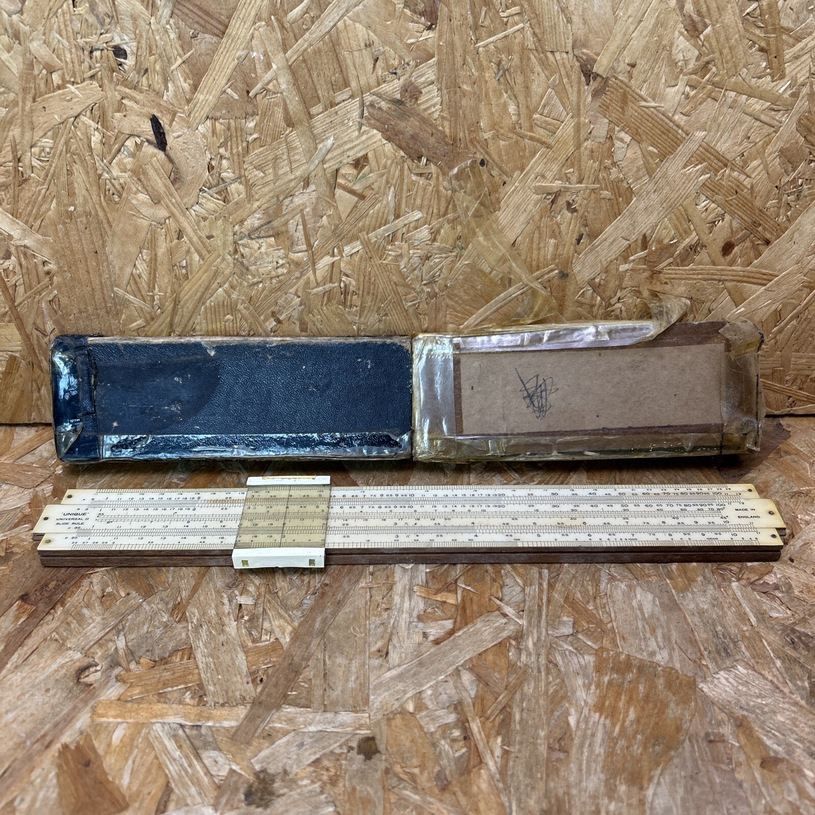 Vintage Unique Universal II Slide Rule Measuring Tool & Box