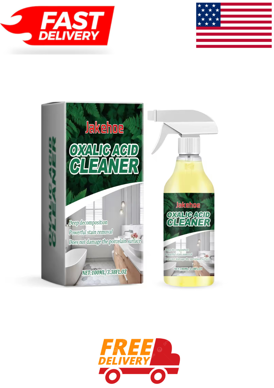 1~3 Pack Ox-alic Acid Cleaner Spray, Powerful Stain Removal for Toilet Bathroom