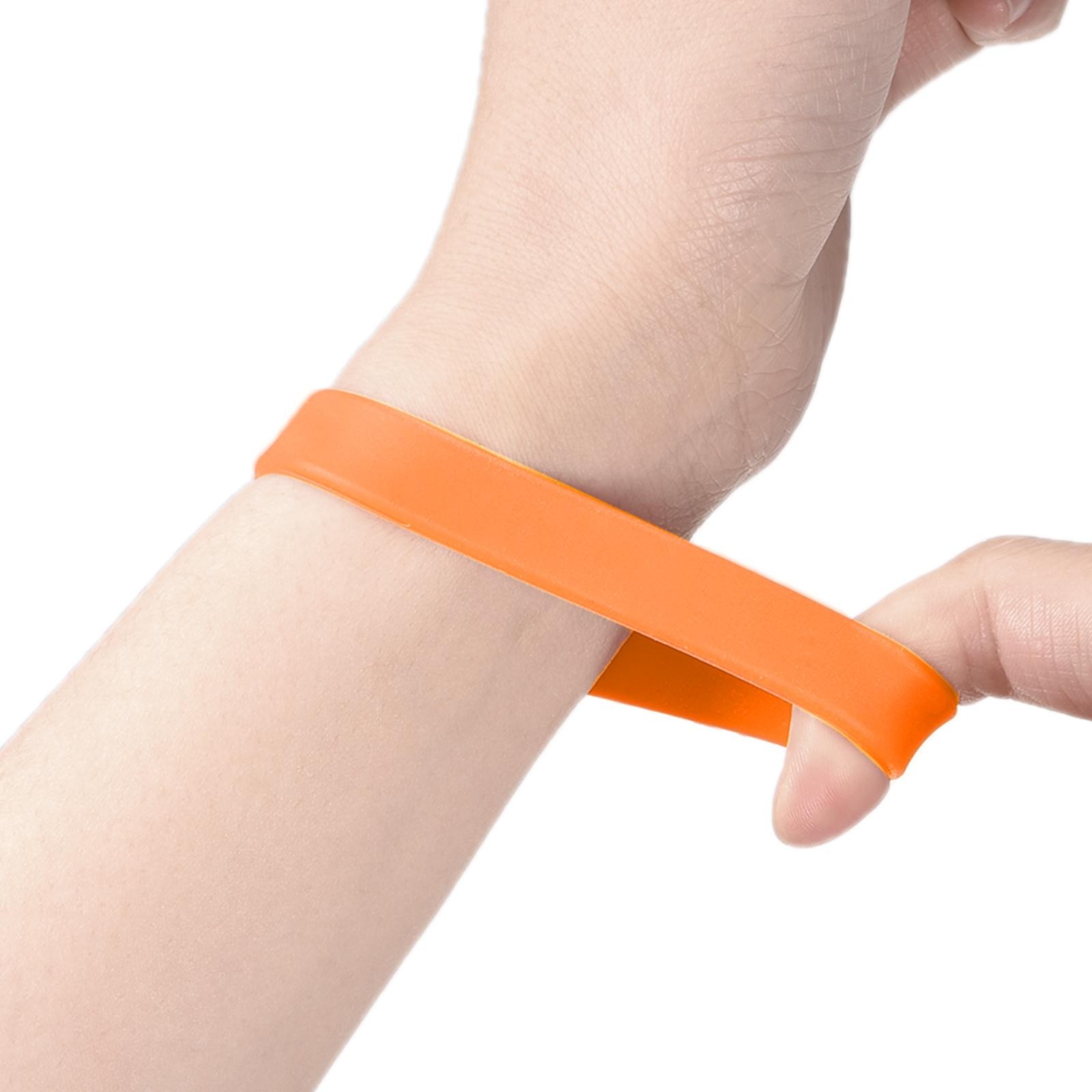 12pcs Plain Silicone Wristbands 8 Inch Circumference 1/2 Inch Width, Orange
