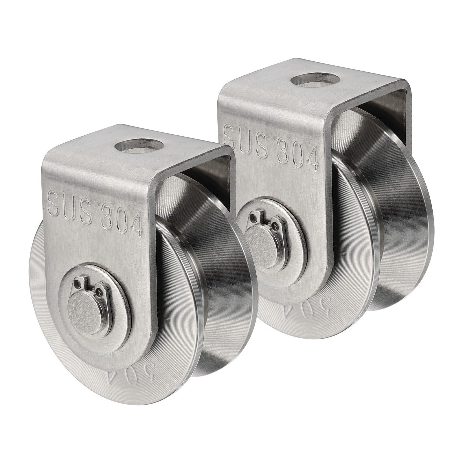 Dia.1.9" V Groove Wheel with Bracket, Track Wheel Load 660 lbs Pack of 2
