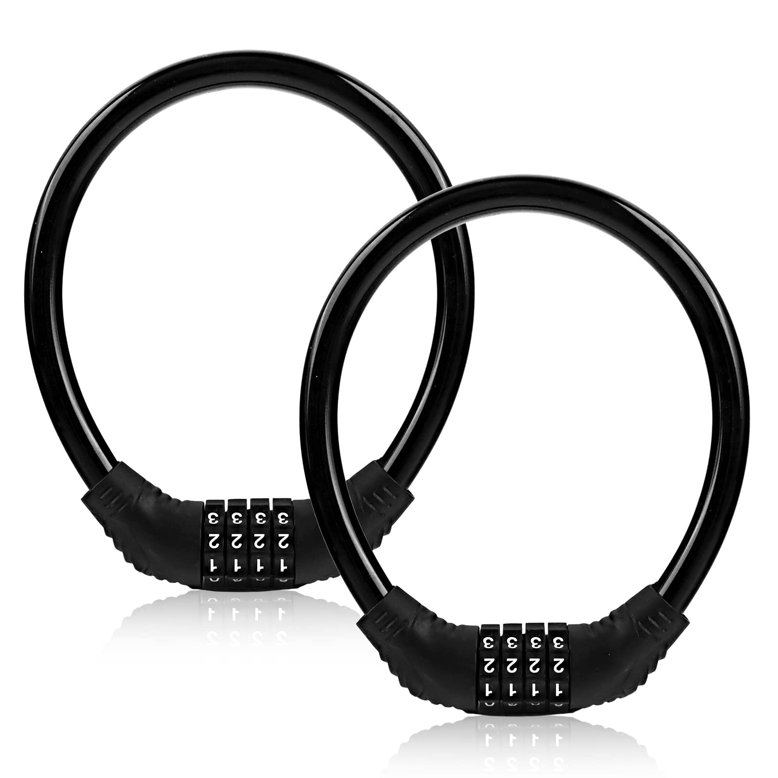 2pcs Bike Lock Cable Combination 4 Digit Anti Theft Lock