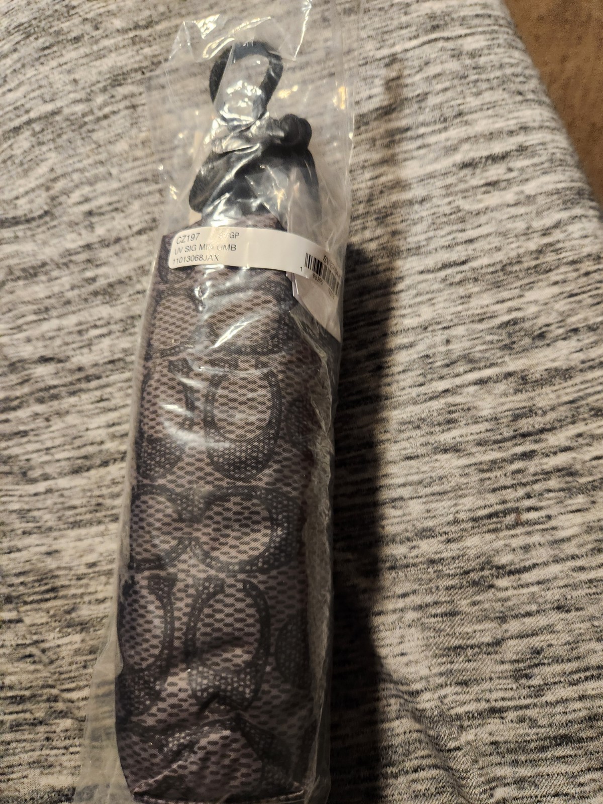 Coach Walnut Black Uv Protection Signature Print Mini Umbrella (CZ197) - New