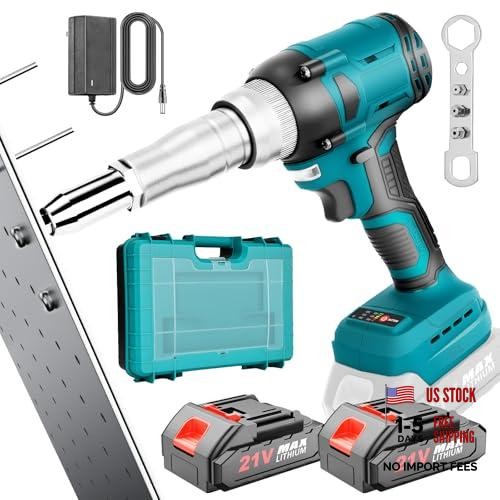 Cordless Rivet Gun Battery Powered, Automatic Electric Blue, Battery Powered