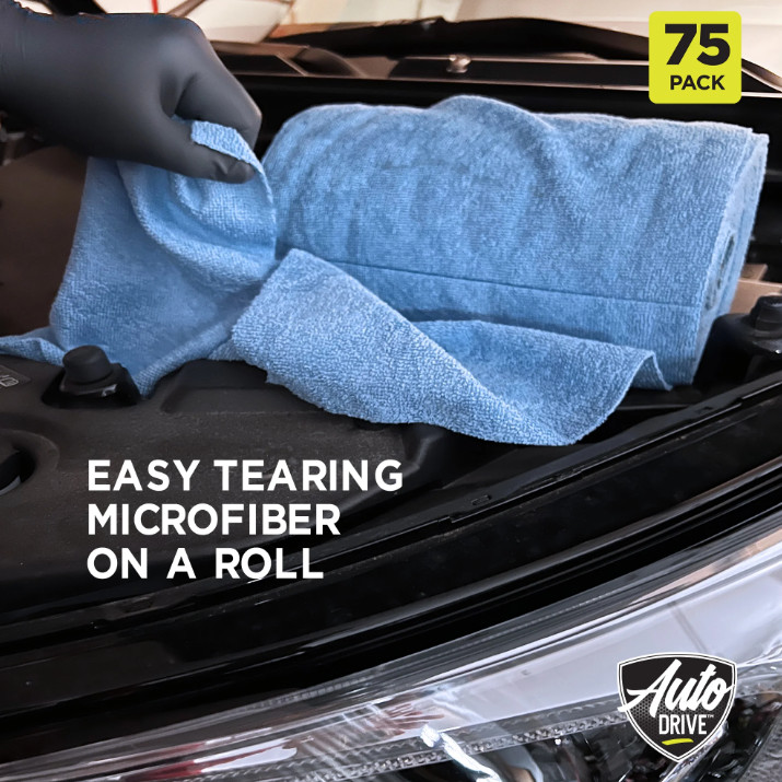 Auto Drive Tear Away Car Wash Multi-Purpose Microfiber Towel Roll, 75 Pack
