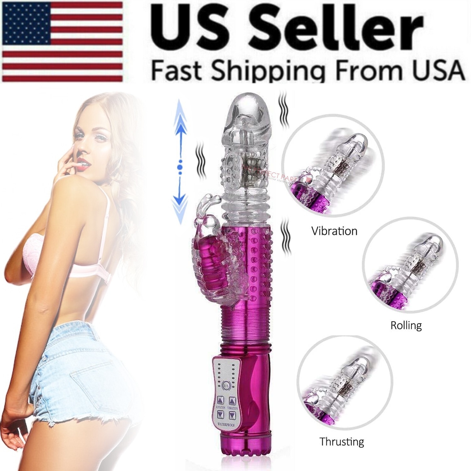 Rabbit Vibrator G-Spot Dildo Vibe Waterproof Massager Sex Toys For Women Female