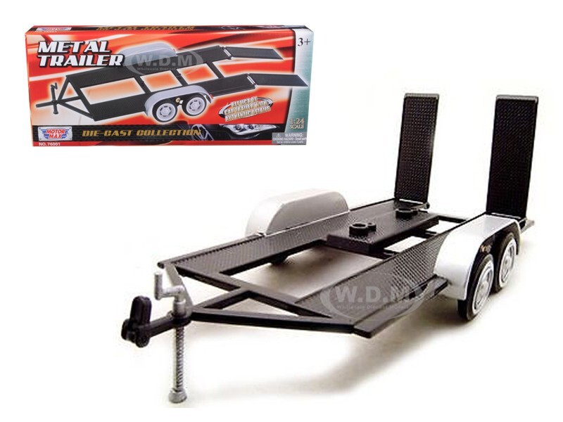 TANDEM CAR TRAILER FOR 1/24 SCALE DIECAST MODELS BY MOTORMAX 76001