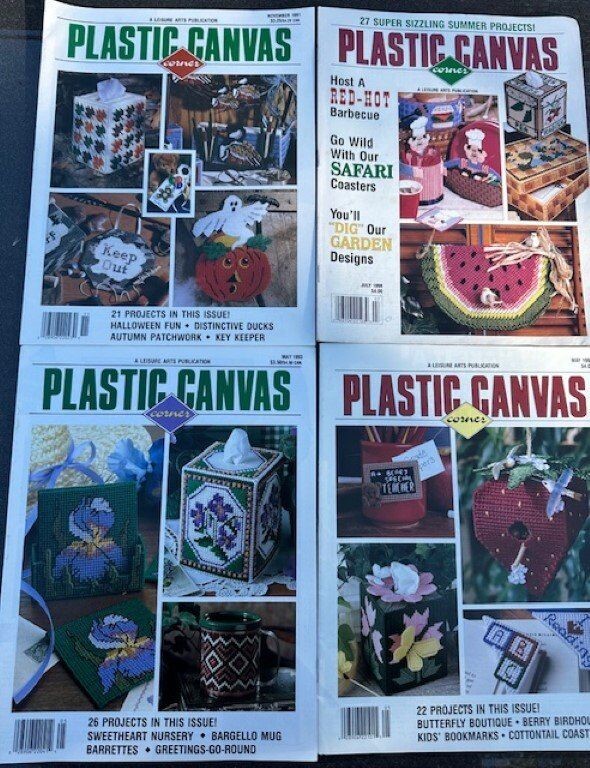 LOT/4 PLASTIC CANVAS CORNER 1990'S MAGAZINES 96 PROJECTS