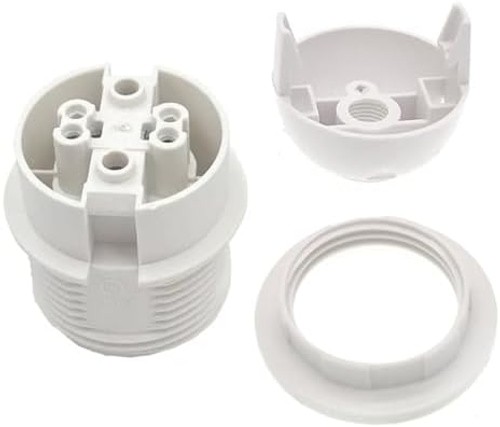 E26 E27 Light Socket,Plastic Threaded Medium Base Lamp Holder with Shade Ring...