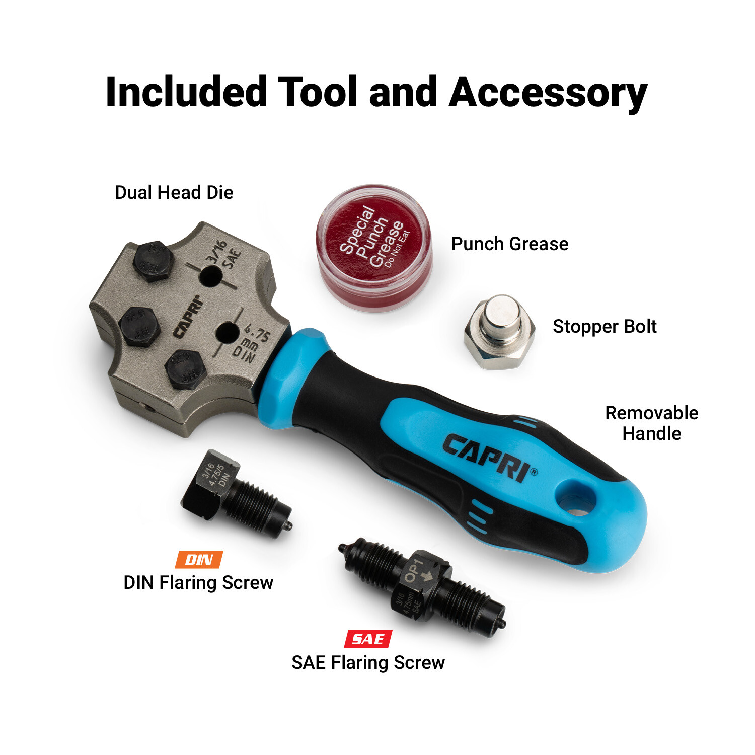 Capri Tools 3/16" Dual Head Flaring Tool, ISO Bubble Flare and SAE Double Flare