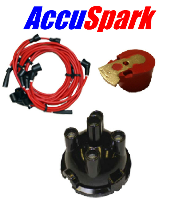 MGB 62-73 AccuSpark 8mm HT leads ,Red Rotor arm  & Distributor cap for Lucas 25D