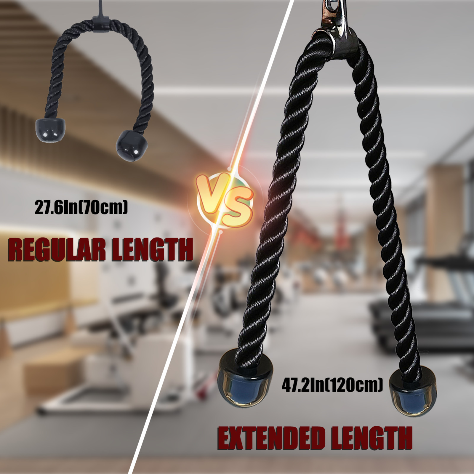 120cm Long Tricep Rope Pull Down Attachment Machine for Home Gym Pulley System