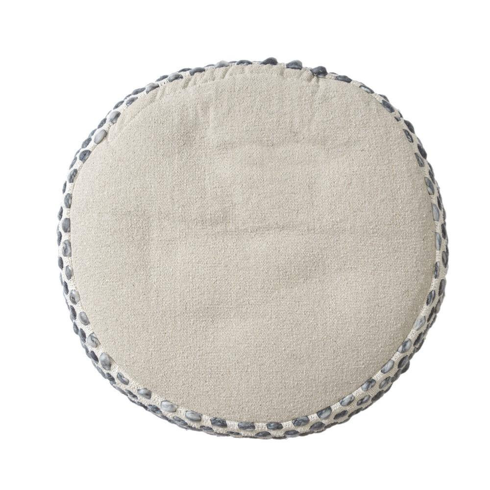 Dash White/Navy Striped Ombre Hand Woven Cotton Blend Pouf