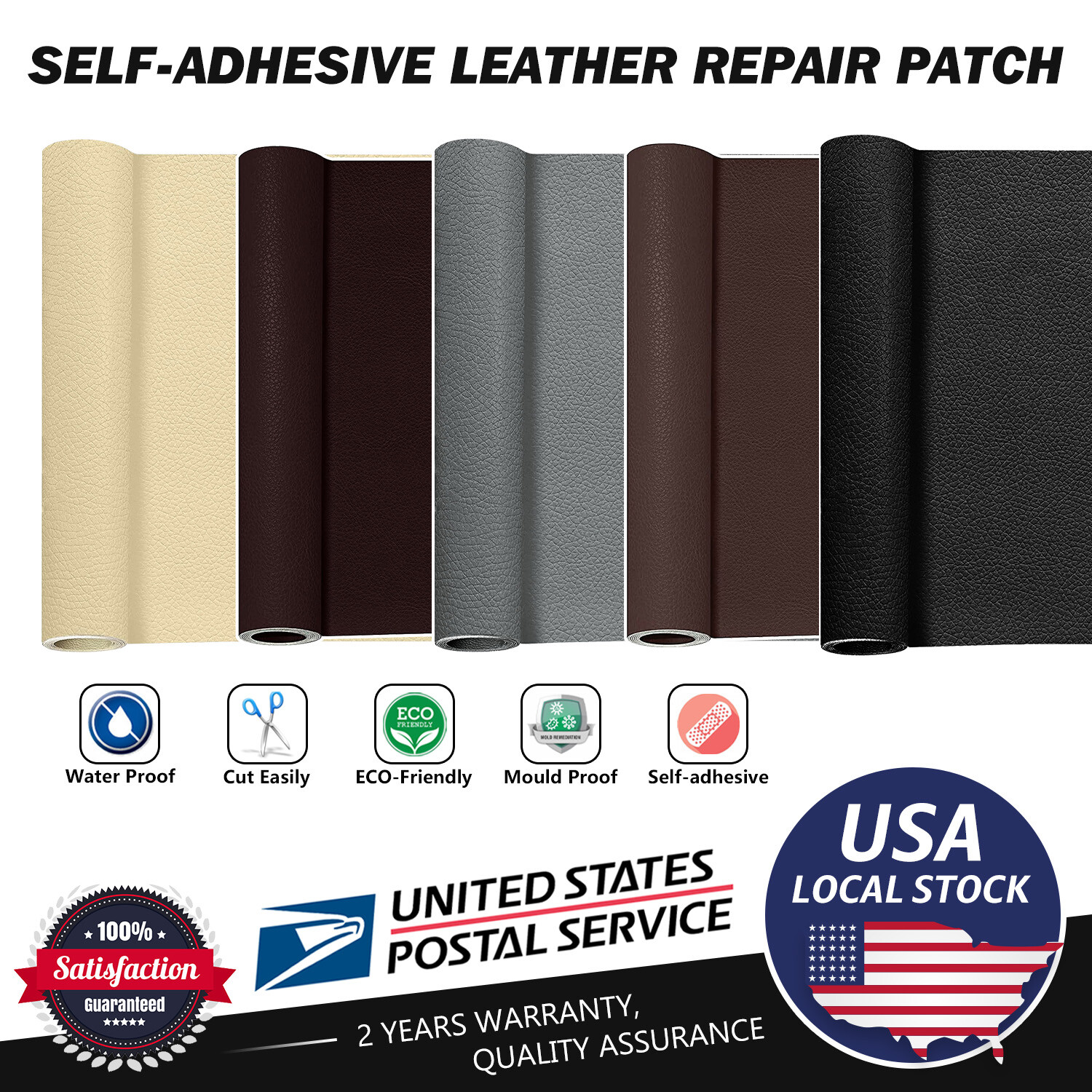 Leather Repair Patch Fabric Self-Adhesive for Car Seat Sofa Couch Multi - Color