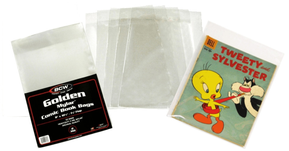 (100) BCW-GOL-M2 Golden Age Comic Mylar 2mil Sleeves Bags Covers Store Protect