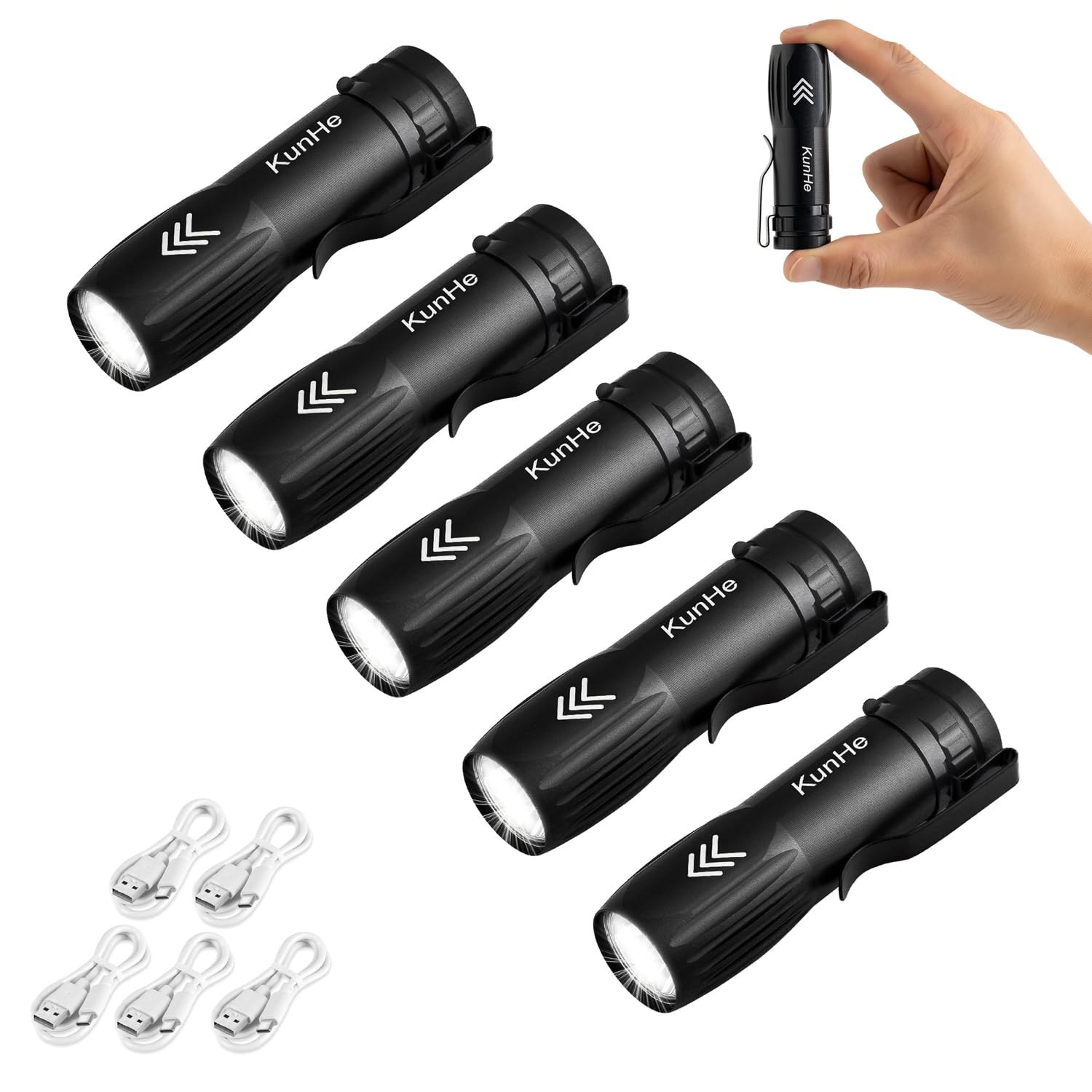5 Pack Mini Flashlight Rechargeable Bulk USB-C Small High Lumen Flashlight Si...