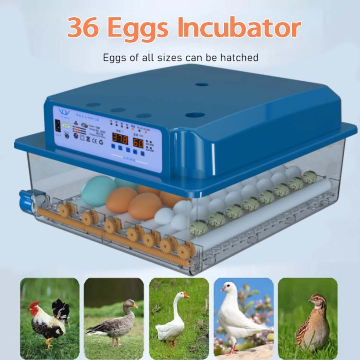 Incubators for Hatching Eggs, 36 Egg Incubator w/ Automatic EggTurning &Humid