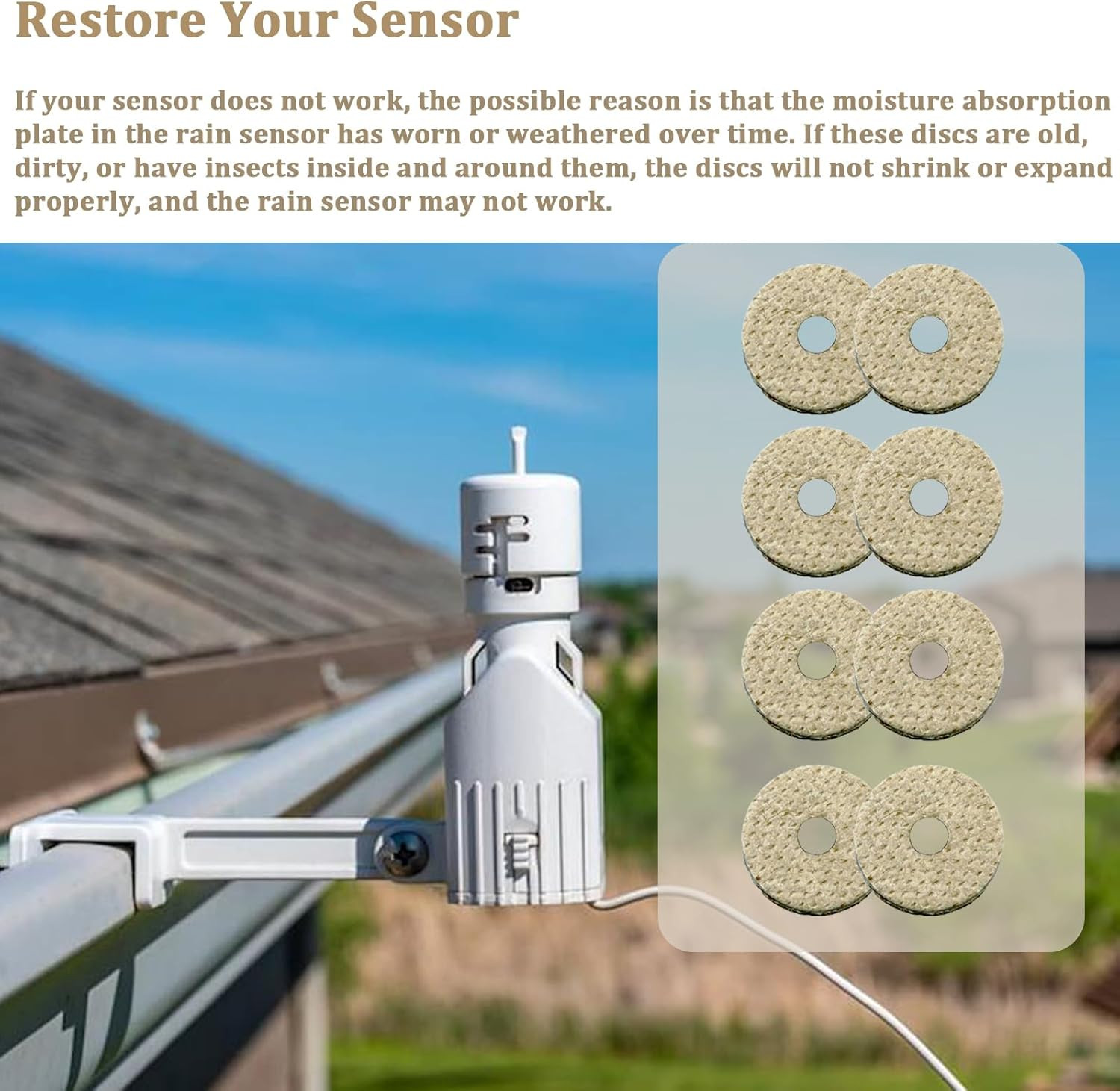 Rain Sensor Hygroscopic Discs Replacement for rainbird Irrigation 16 Pcs | Wo...