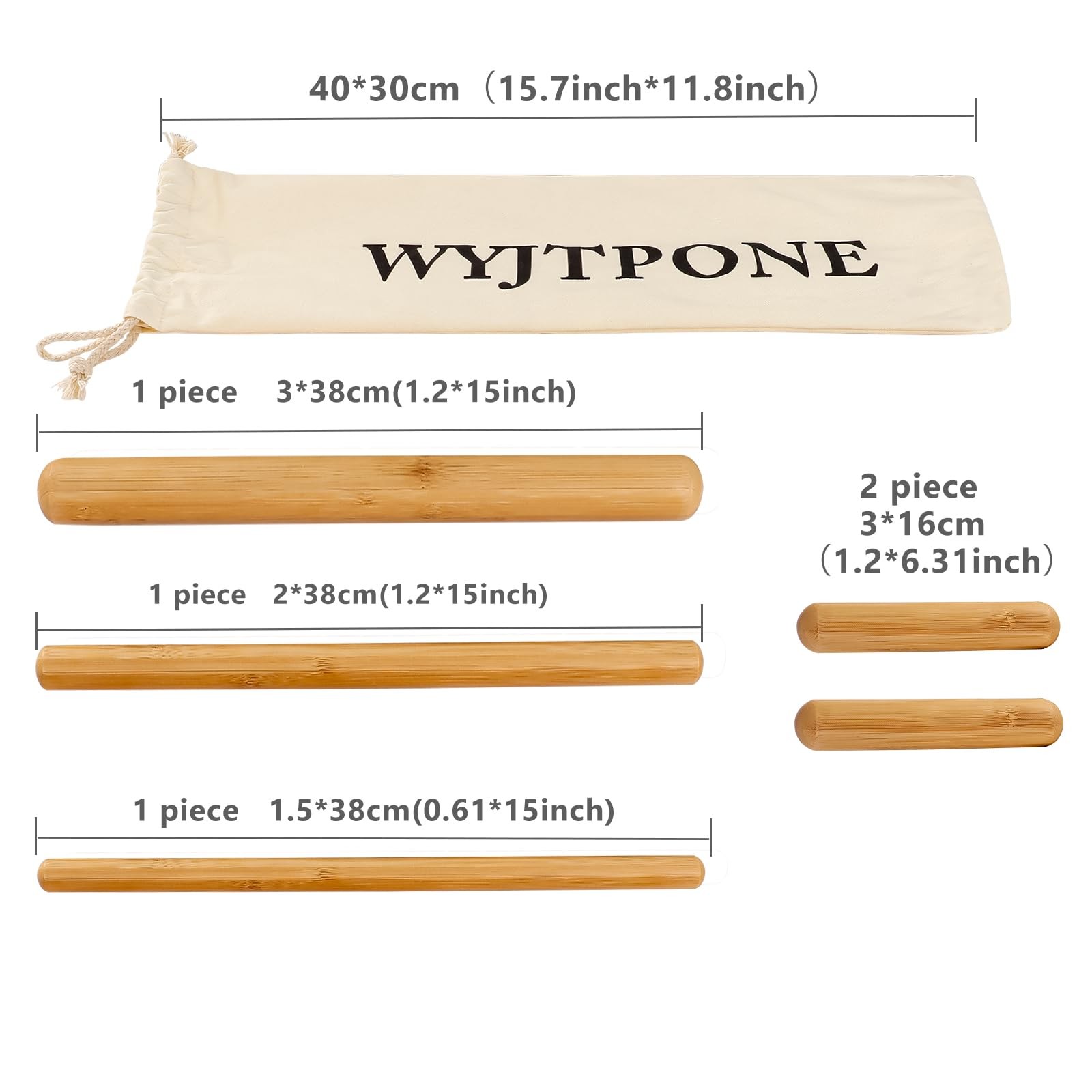 5Pcs Bamboo Massage Sticks Set, Guasha Sticks,Bamboo Natural Color