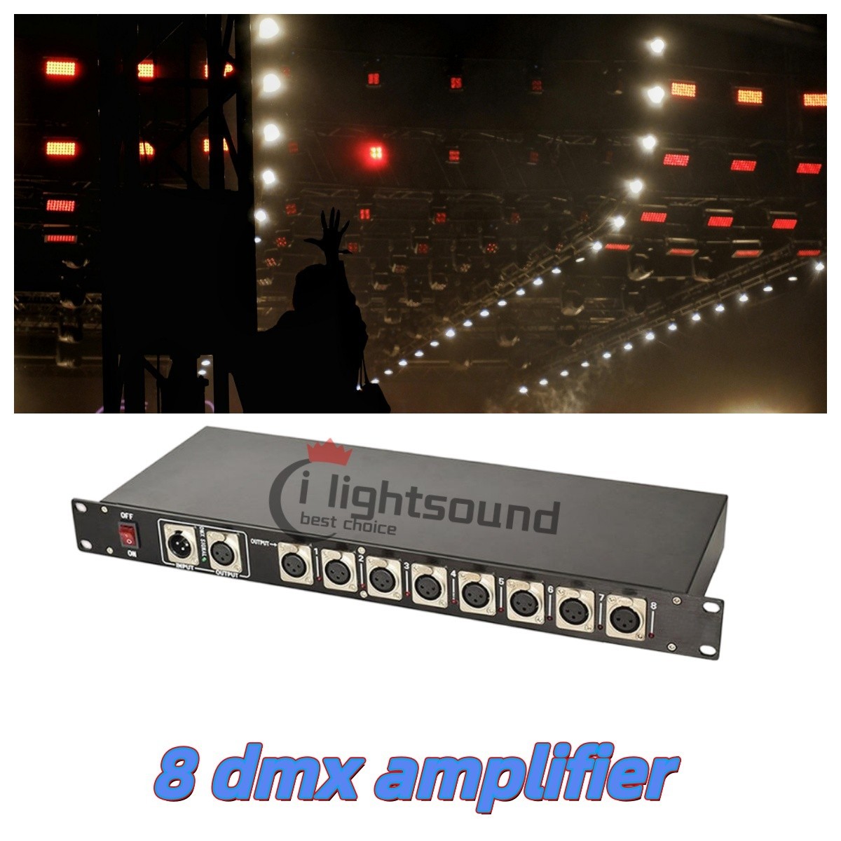 US 8port amplifier dmx512 Splitter DMX Distributor for Stage Light