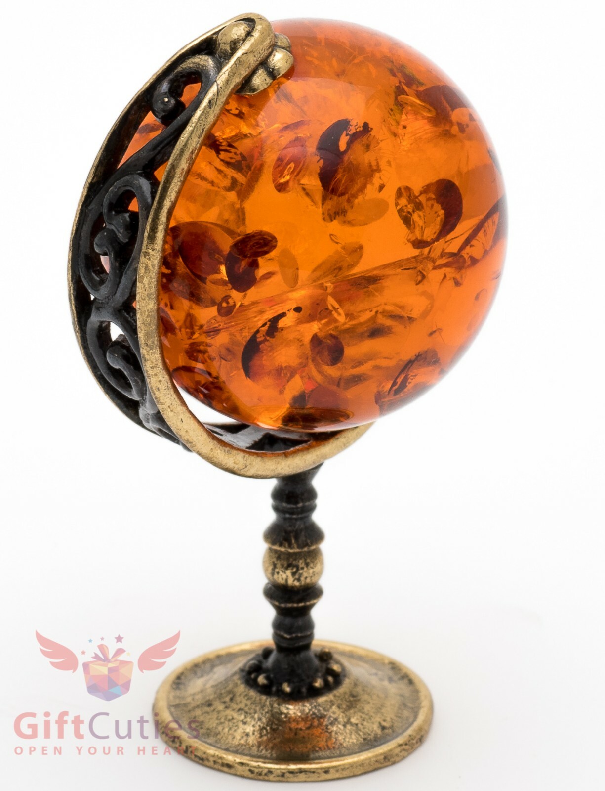Solid Brass figurine souvenir of amber World Earth Globe
