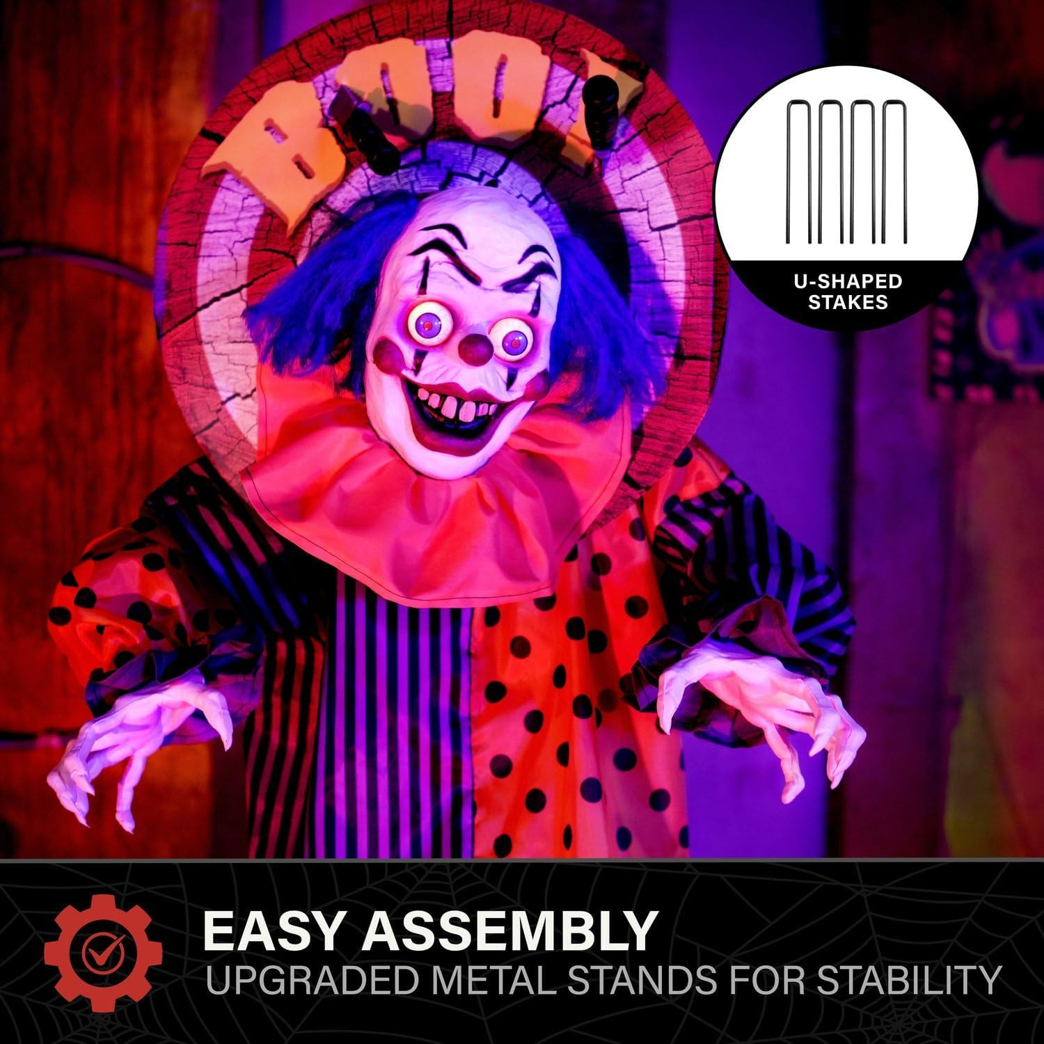 5.3-Ft Standing Animated Clown Animatronic