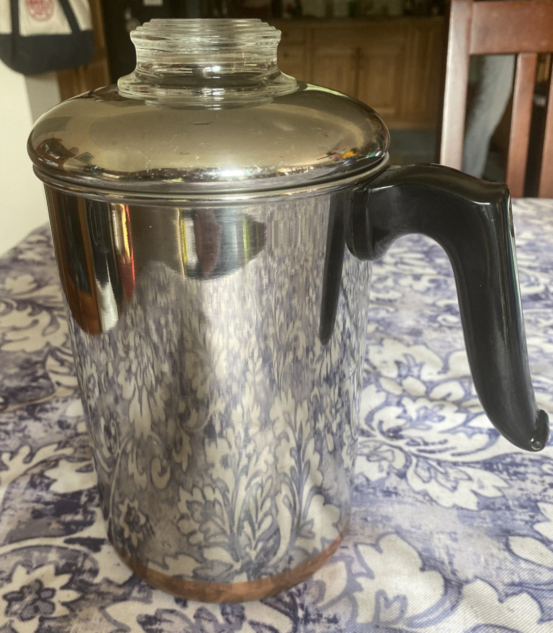 Vintage 1801 Revere Ware Copper Bottom Percolator Coffee Pot - 8 Cup - Complete