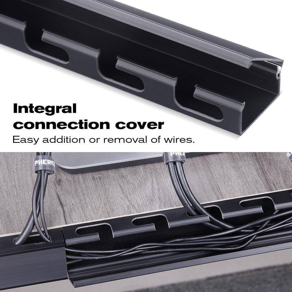 Cable Raceway Kit for under Desk Cable Management with Integrated Connection Cov