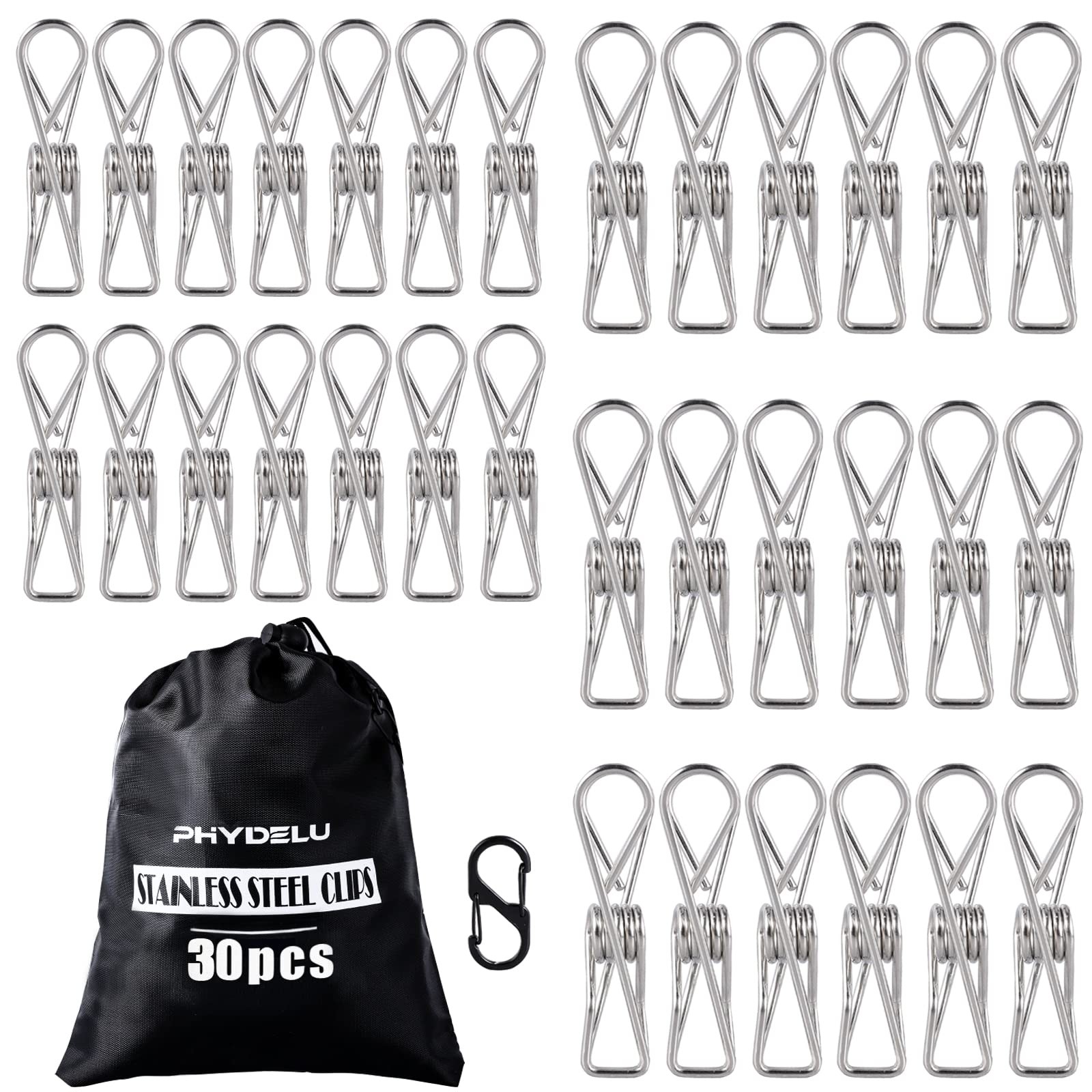 (30PCS) Stainless Steel Laundry Clothes 30pcs large size Pins, Metal