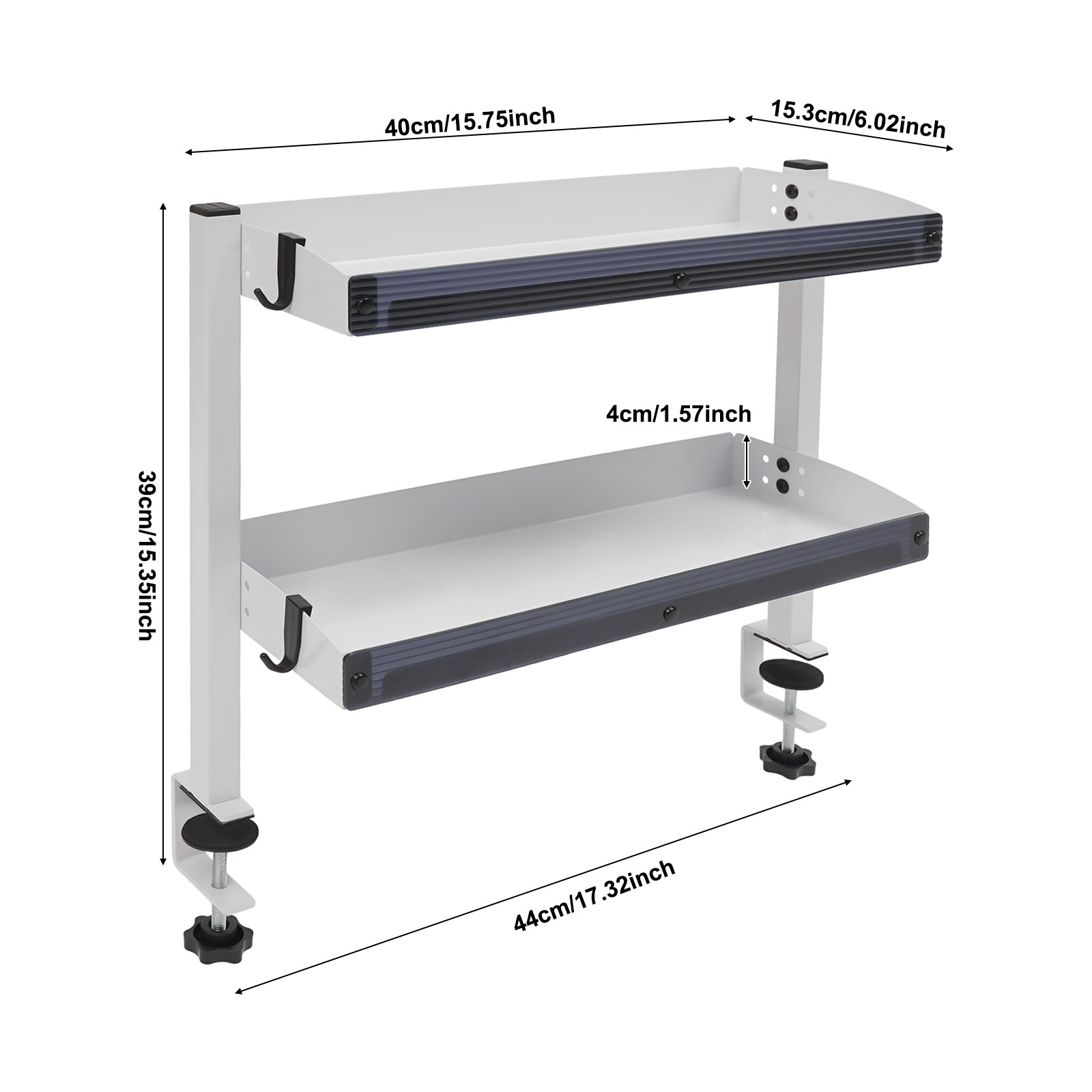 Desk Organizer Shelf, Clamp-on Desk Storage Shelves Desktop or Under-Desk